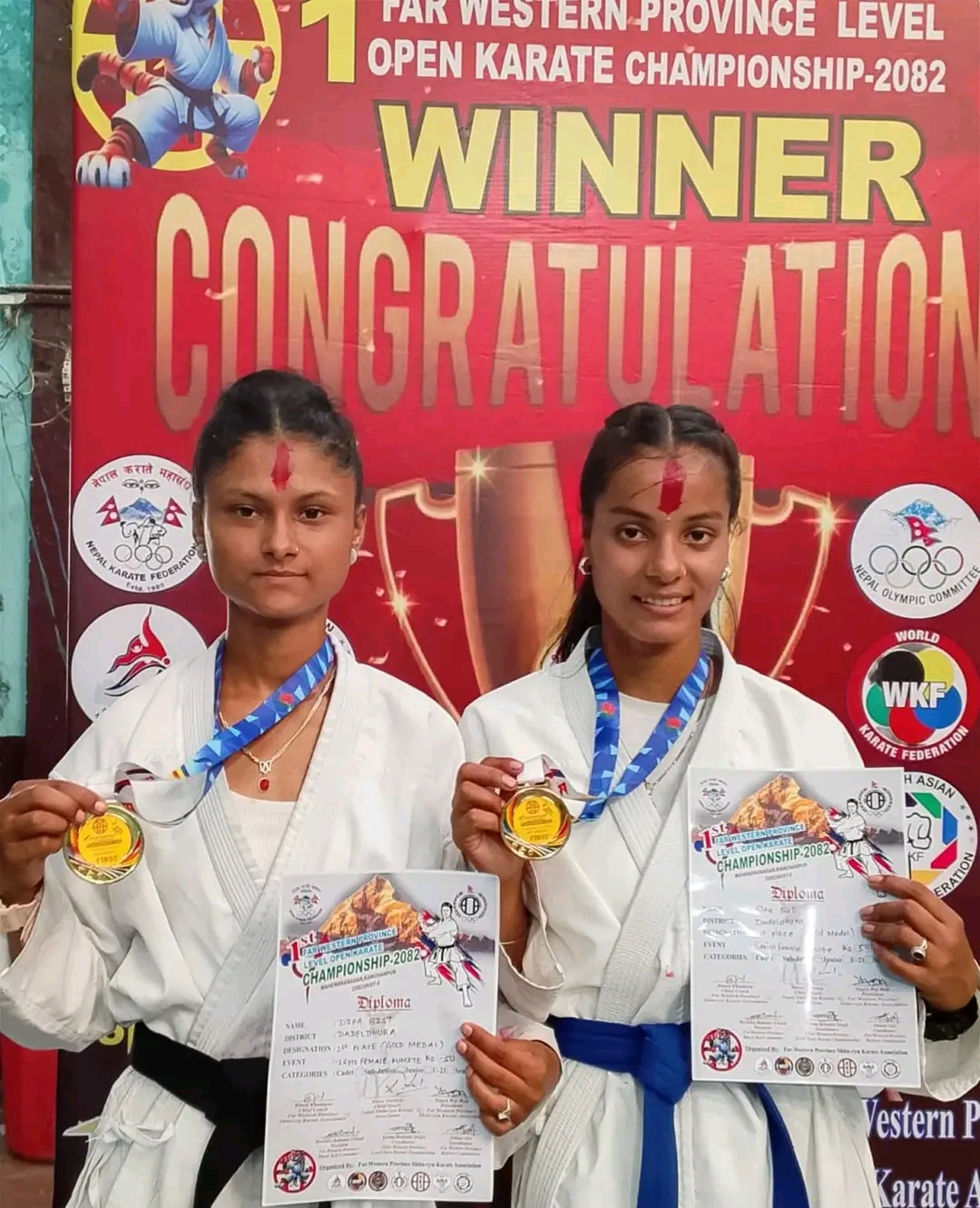 अजयमेरुकी दीपा र सीताले जिते प्रदेशस्तरीय कराँतेमा गोल्ड