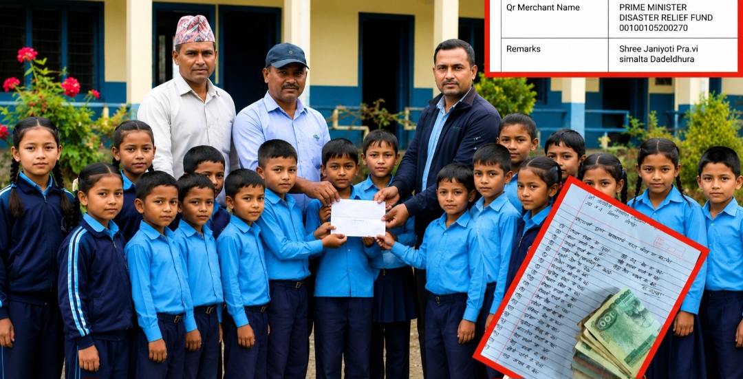 डडेल्धुराका कलिला विद्यार्थीले खाजा खर्चबाट गरे बाढीपीडितलाई सहयोग